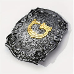 Vintage Flower Engraved Western Belt Buckle