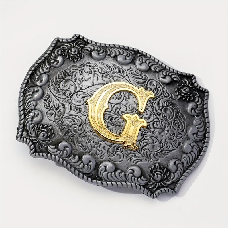 Vintage Flower Engraved Western Belt Buckle
