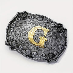 Vintage Flower Engraved Western Belt Buckle