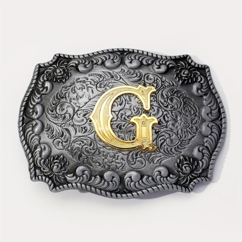 Vintage Flower Engraved Western Belt Buckle