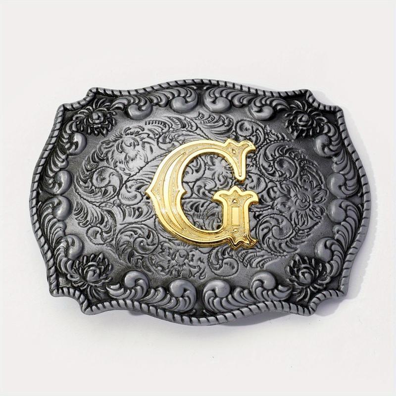 Vintage Flower Engraved Western Belt Buckle
