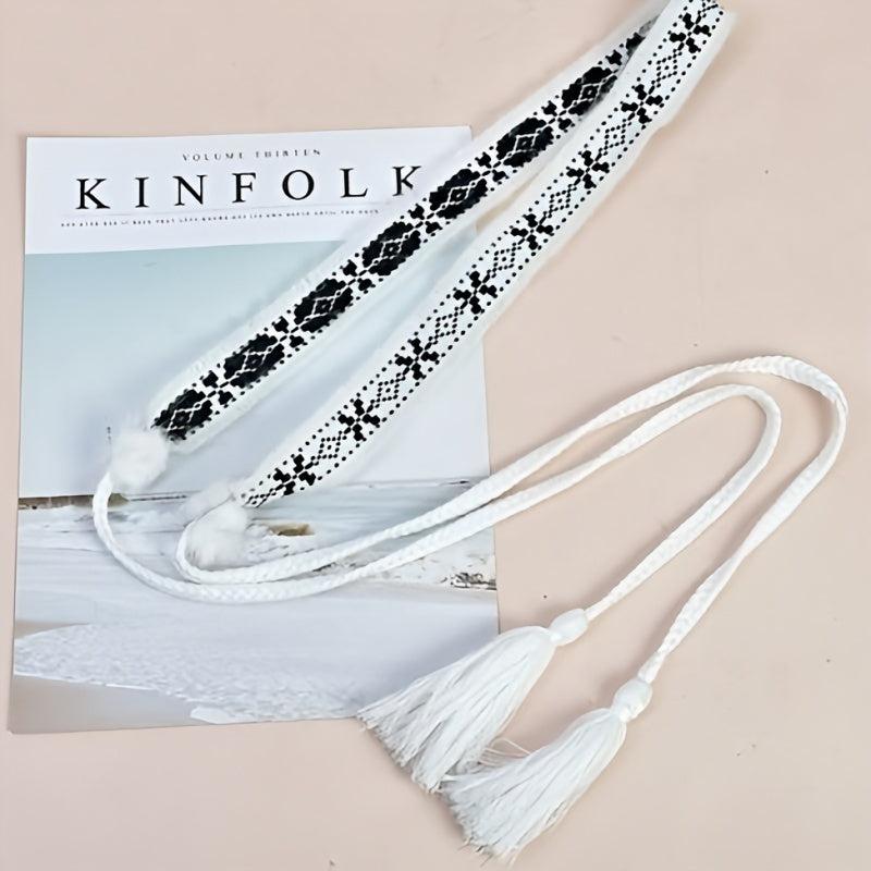 Faux Rabbit Fur Pom Belt Rope Autumn And Winter Woven Belt
