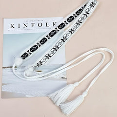 Faux Rabbit Fur Pom Belt Rope Autumn And Winter Woven Belt