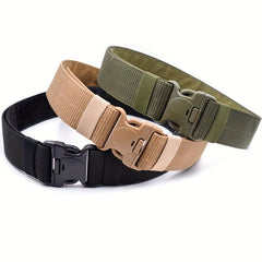 Unisex Green Tactical Elastic Canvas Belt Military Hiking Rigger Work Belt