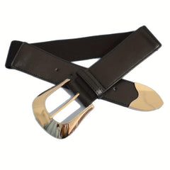 Elastic Waistband Dress Girdle Belt Golden Pin Buckle