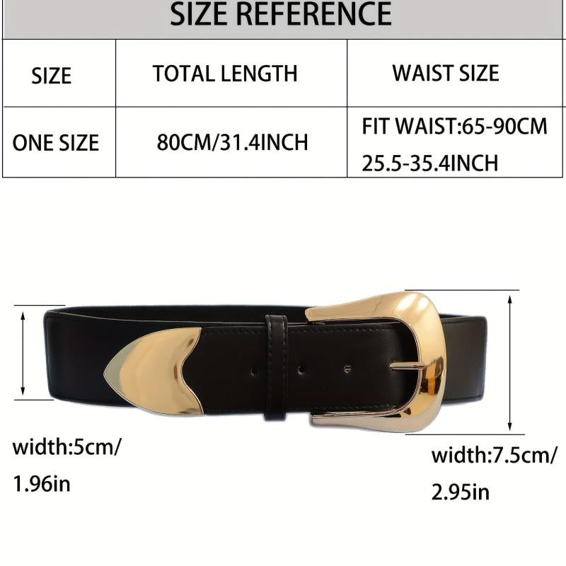 Elastic Waistband Dress Girdle Belt Golden Pin Buckle