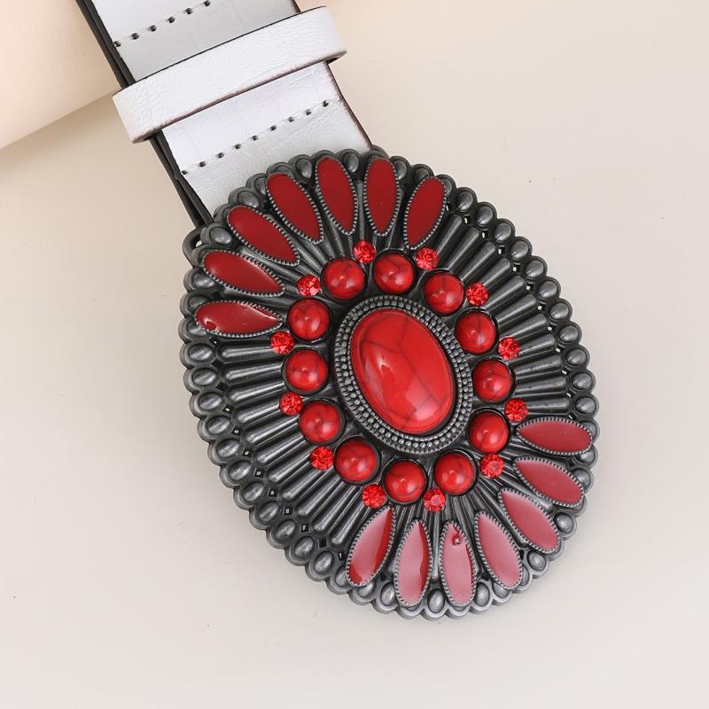 Embossed Bohemian Style Belt Vintage Western Style Cowboy PU Leather Belt