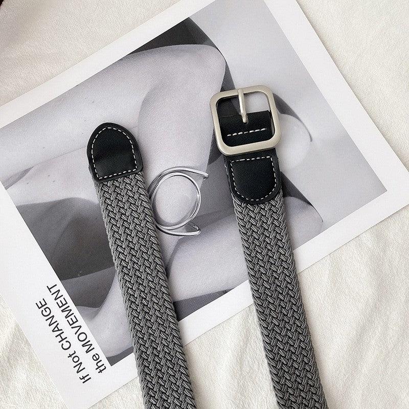 Women's Casual Woven Belt Elastic Belt 4 Colors for Jeans Pants