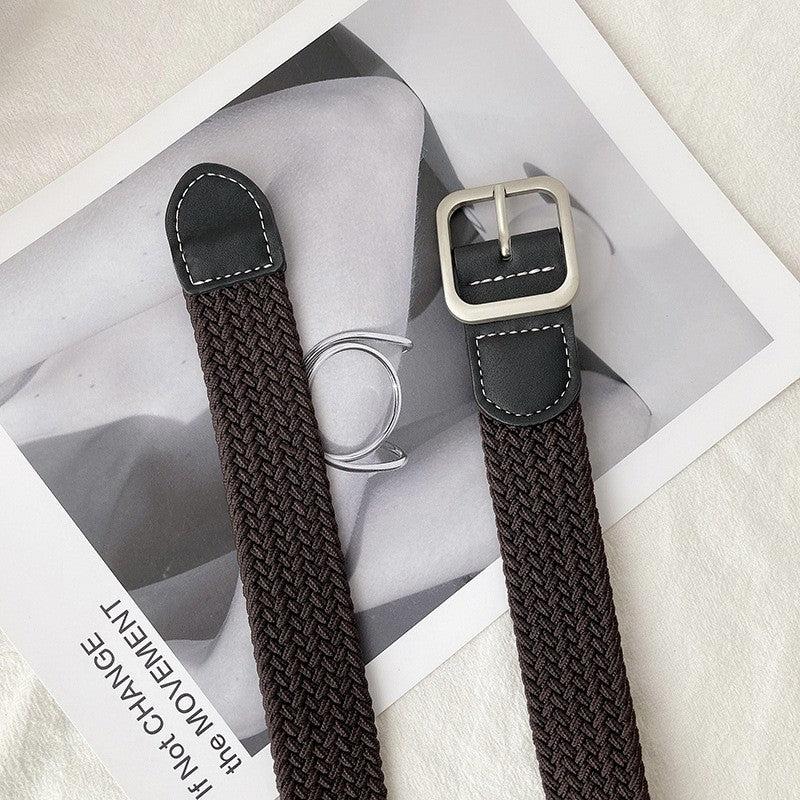 Women's Casual Woven Belt Elastic Belt 4 Colors for Jeans Pants
