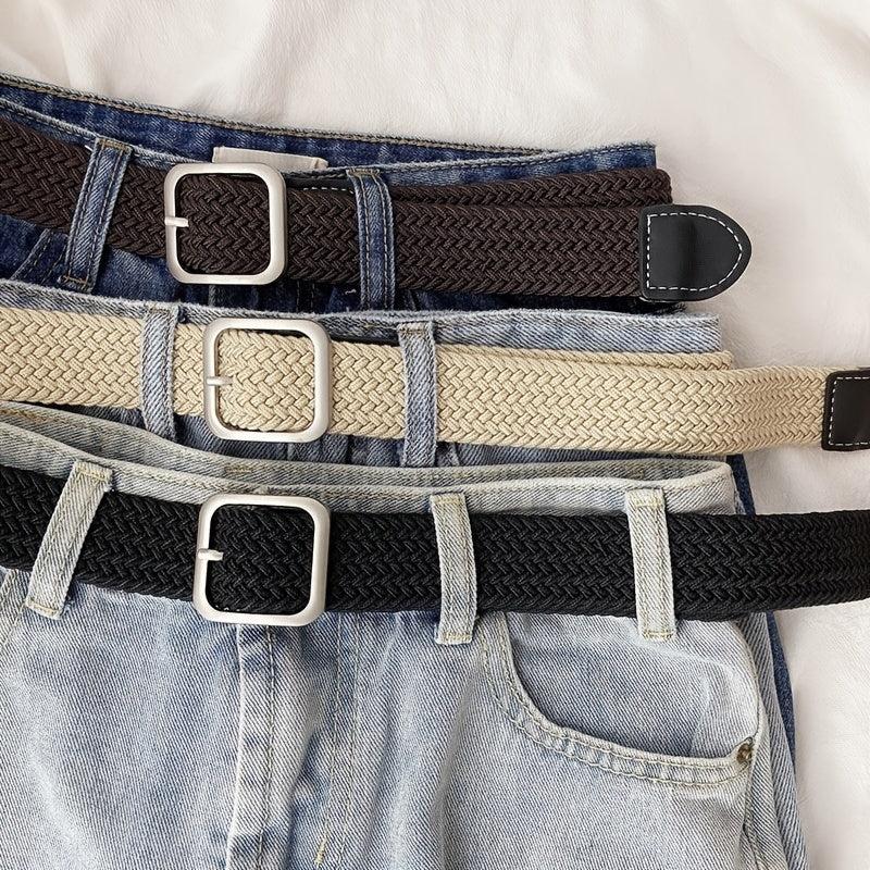 Women's Casual Woven Belt Elastic Belt 4 Colors for Jeans Pants