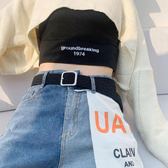 Women's Casual Woven Belt Elastic Belt 4 Colors for Jeans Pants