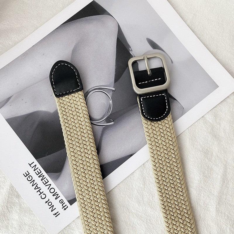 Women's Casual Woven Belt Elastic Belt 4 Colors for Jeans Pants