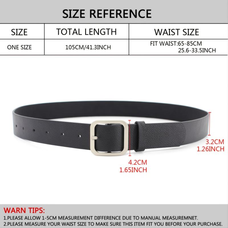 Rectangle Buckle Vintage Style PU Leather Belt for Women