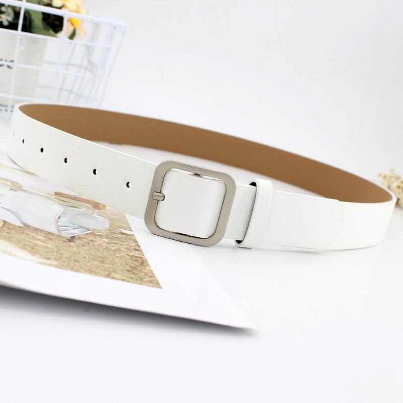 Rectangle Buckle Vintage Style PU Leather Belt for Women