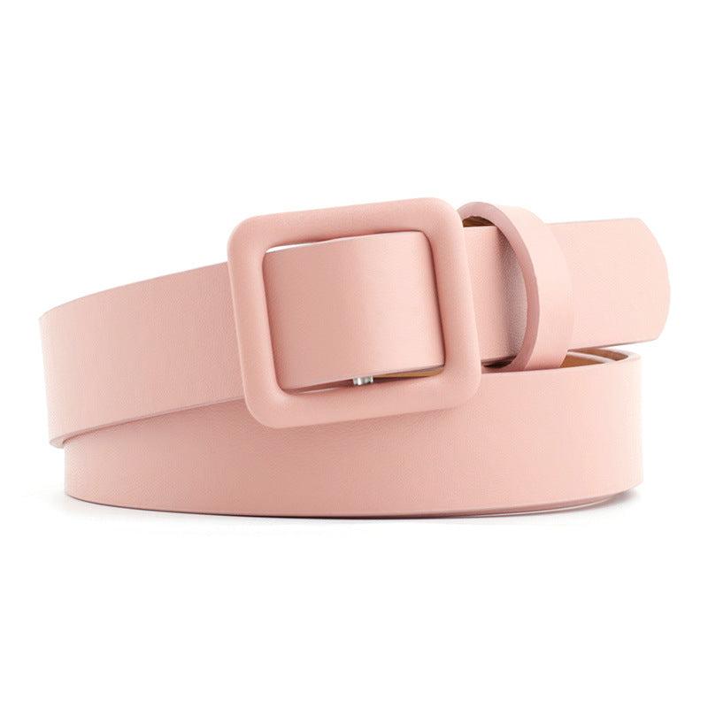 Non Porous Square Buckle Belt Solid Waistband Casual Jeans Pants Belt