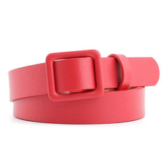 Non Porous Square Buckle Belt Solid Waistband Casual Jeans Pants Belt