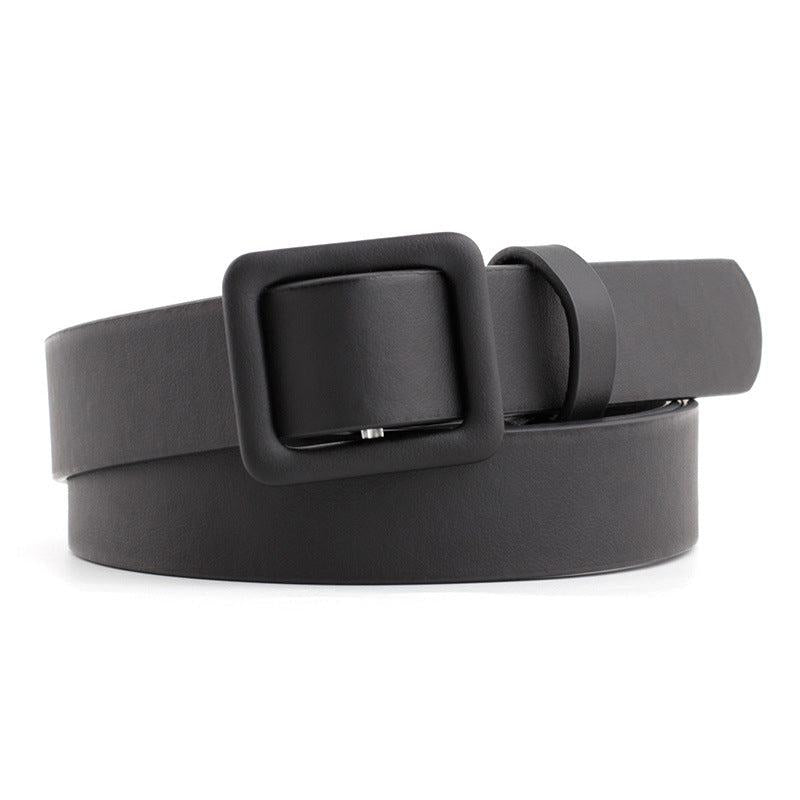 Non Porous Square Buckle Belt Solid Waistband Casual Jeans Pants Belt