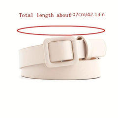 Non Porous Square Buckle Belt Solid Waistband Casual Jeans Pants Belt