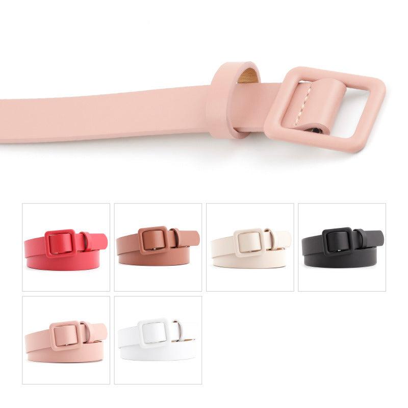 Non Porous Square Buckle Belt Solid Waistband Casual Jeans Pants Belt