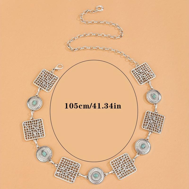 Boho Western Turquoise Disc Waist Chain Body Chain