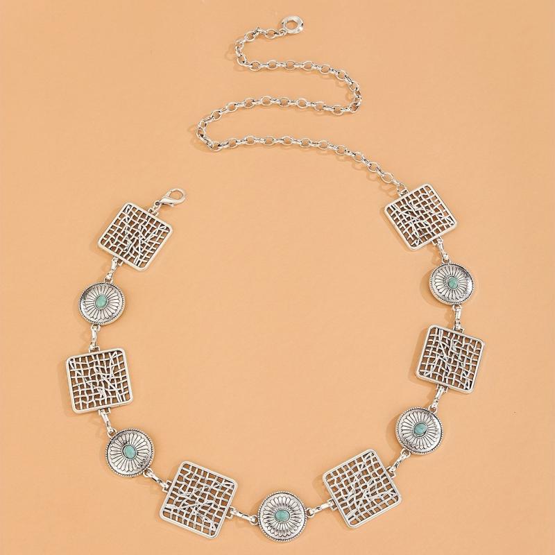Boho Western Turquoise Disc Waist Chain Body Chain