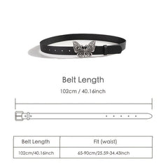 Vintage Butterfly Rhinestone Buckle PU Women's Belt