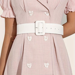 Stylish Wide Belt PU Leather Coat Dress Girdle with Rectangular Buckle for Women