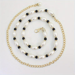 Faux Pearl Chain Belt Metal Waistband Women Dress Girdle