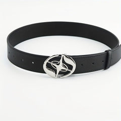 Oval Cross Metal Buckle Belt Casual Jeans Belt Unisex