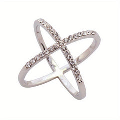 Rhinestone Cross Ring Scarf Buckle Geometric Knit Shawl Clothes Clip Women