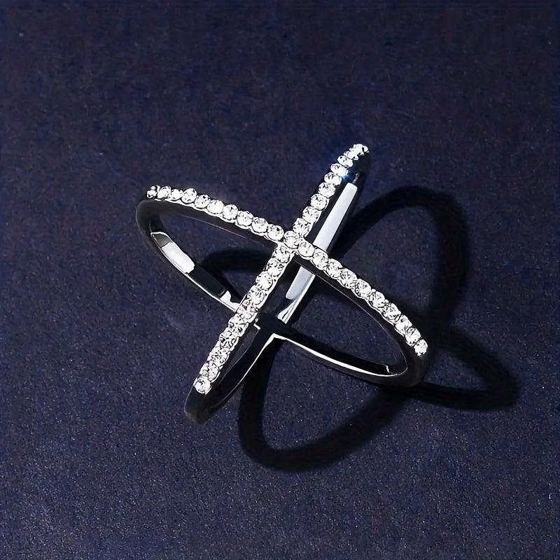 Rhinestone Cross Ring Scarf Buckle Geometric Knit Shawl Clothes Clip Women
