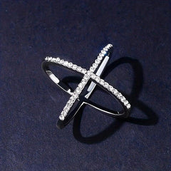 Rhinestone Cross Ring Scarf Buckle Geometric Knit Shawl Clothes Clip Women