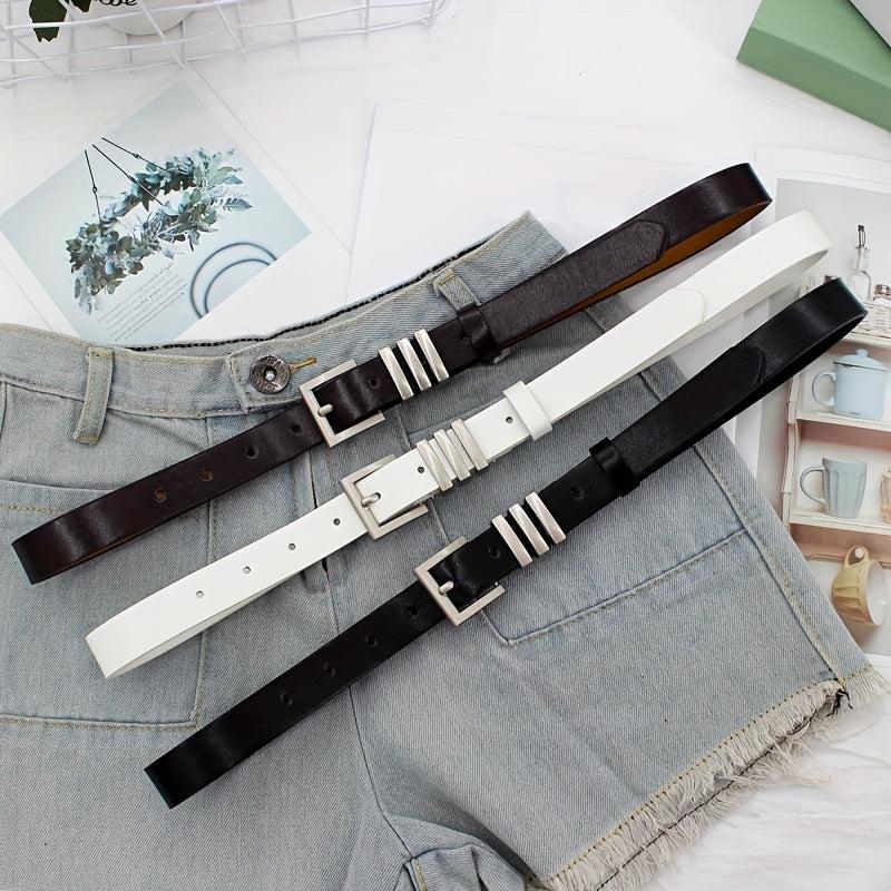 Women's Square Pin Buckle Belt PU Leather