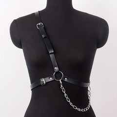 Chain Tassel Harness Belt PU Leather Waistband Body Harness