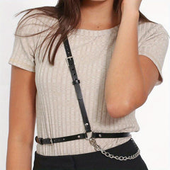 Chain Tassel Harness Belt PU Leather Waistband Body Harness