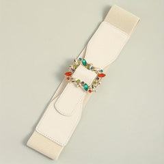 Colorful Crystal Buckle Belt Wide Waistband for Women