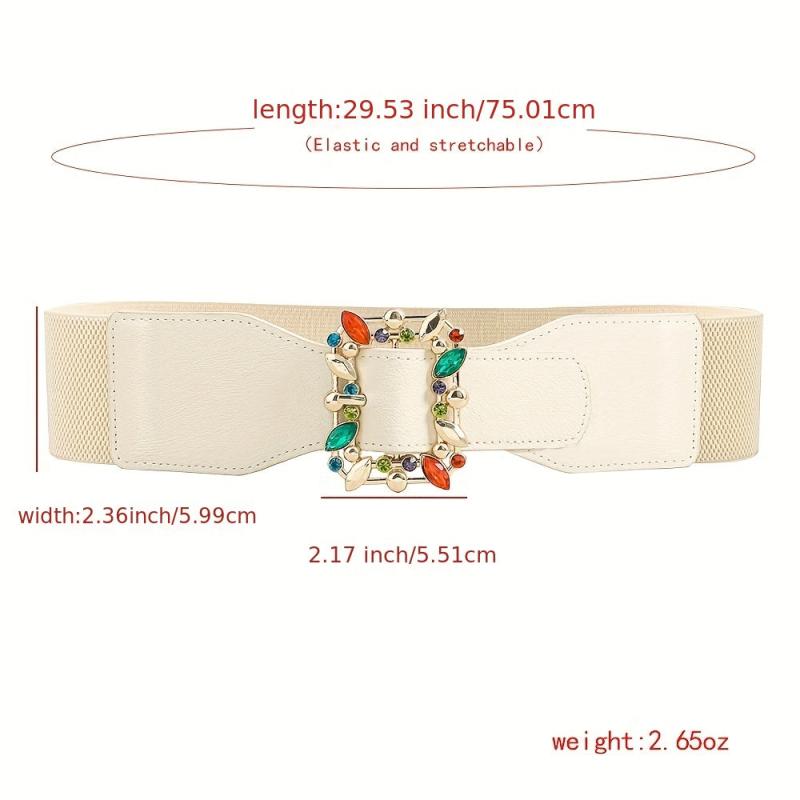 Colorful Crystal Buckle Belt Wide Waistband for Women