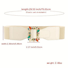 Colorful Crystal Buckle Belt Wide Waistband for Women