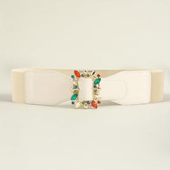 Colorful Crystal Buckle Belt Wide Waistband for Women