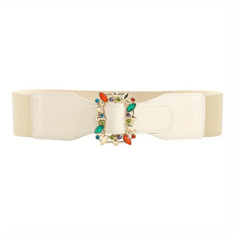 Colorful Crystal Buckle Belt Wide Waistband for Women