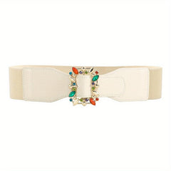 Colorful Crystal Buckle Belt Wide Waistband for Women