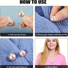 3pcs Faux Pearl Waist Brooch Set Pin Buckle Tightening Waistband