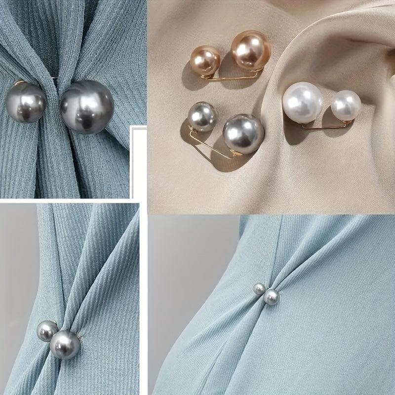 3pcs Faux Pearl Waist Brooch Set Pin Buckle Tightening Waistband