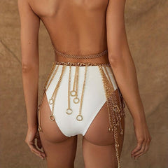 Western Tassel Chain Skirt Metal Waistband Hip Hop Cowgirl Girdle