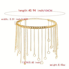 Western Tassel Chain Skirt Metal Waistband Hip Hop Cowgirl Girdle