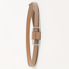 Beige PU Leather Belt with Metal Buckle for Women