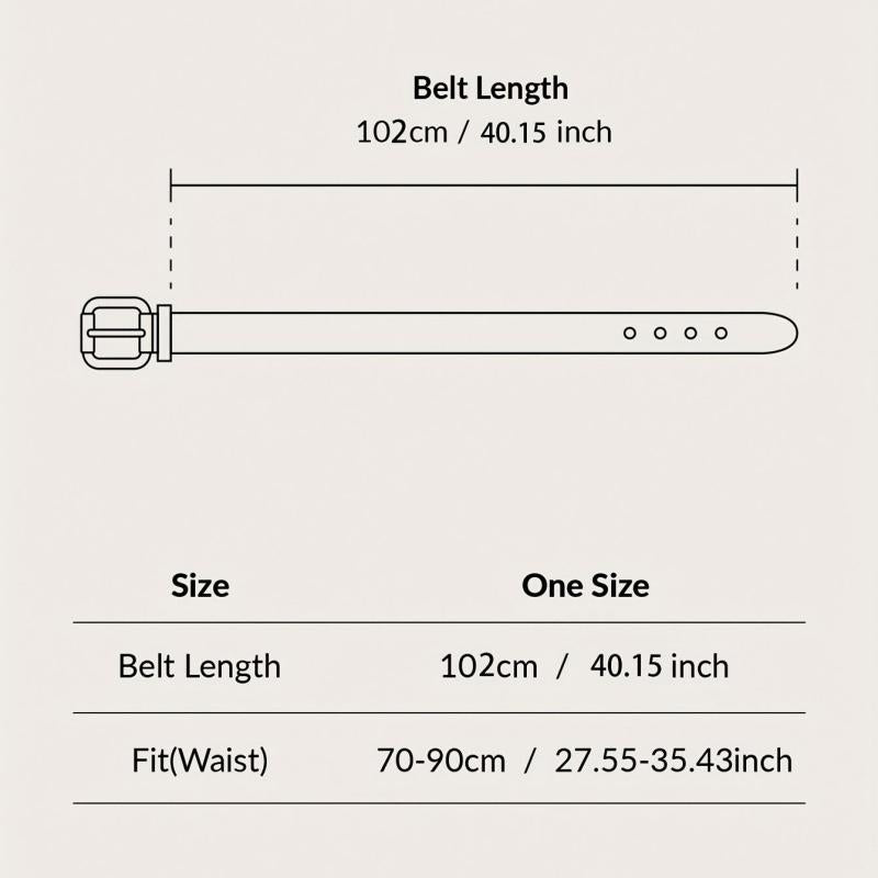 Beige PU Leather Belt with Metal Buckle for Women