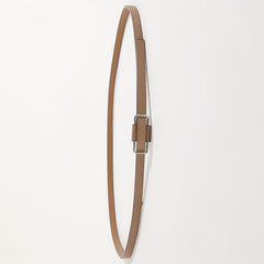 Beige PU Leather Belt with Metal Buckle for Women