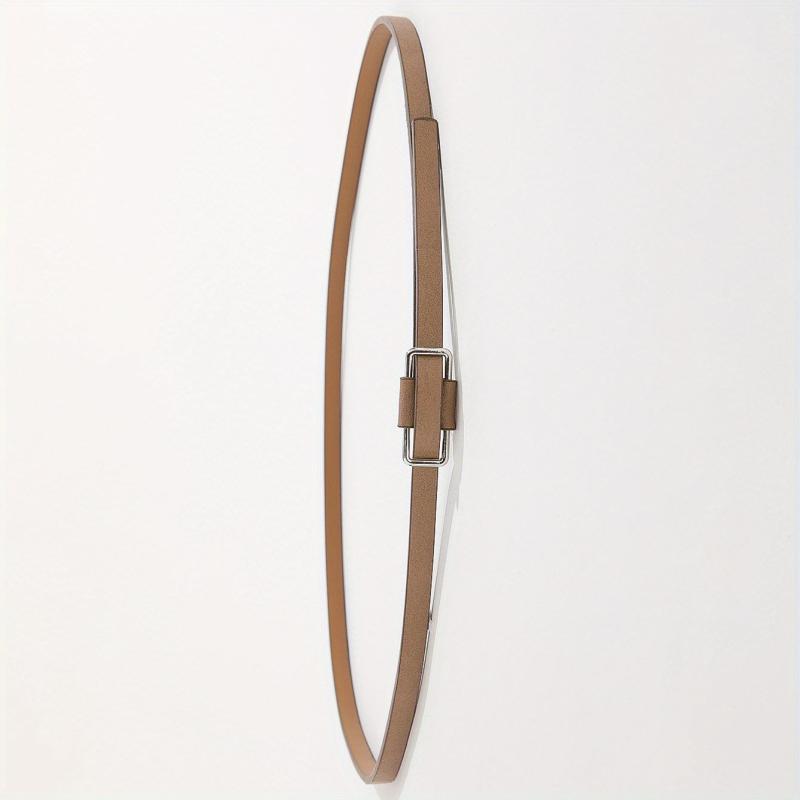 Beige PU Leather Belt with Metal Buckle for Women