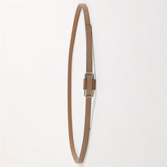 Beige PU Leather Belt with Metal Buckle for Women